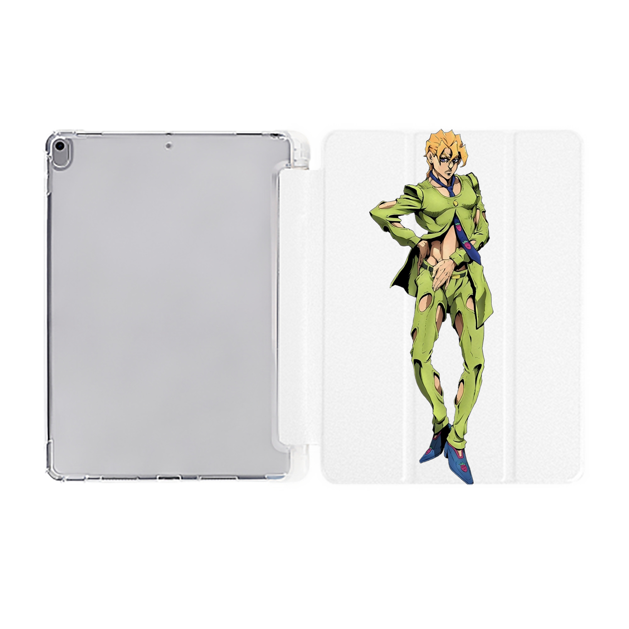 （画像用） ジョジョの奇妙な冒険 パンナコッタ?フー JoJo's Bizarre Adventure Pannacotta Fugo IPad ケース ペン収納付き 三つ折りスタンド PUレザー×シリコン 対応機種9.5/10.5/10.9インチ